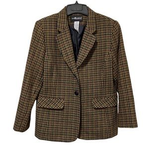 Vintage Wool Blend Herringbone Blazer